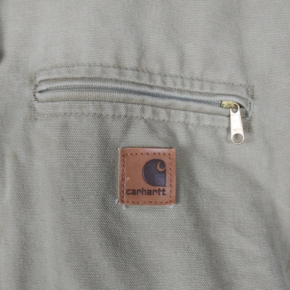 Carhartt Jacket J141 266 Hooded Tan Sherpa Lined Mens Sz 2XL Distressed - Picture 3 of 14